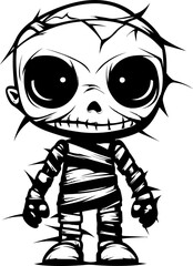 Nostalgic Nightwalker Vintage Mummy Logo Design Mummified Marvel Cute Creepy Mummy Icon