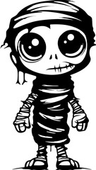 Quaint Coffin Cutie Vintage Mummy Symbol Classic Cadaver Cuddle Cute Mummy Vector Logo