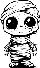 Classic Cadaver Cuddle Cute Mummy Vector Logo Vintage Wrap Warmth Creepy Mummy Emblem