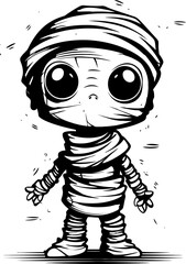 Endearing Embalming Creepy Mummy Vector Logo Vintage Ghastly Grin Cute Mummy Emblem