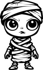 Retro Rattle Romance Creepy Mummy Icon Design Quirky Coffin Cuddle Vintage Mummy Symbol