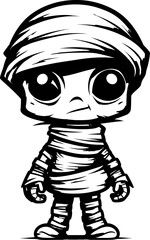 Cryptic Cuddle Companion Creepy Mummy Vector Logo Vintage Sarcophagus Snuggle Cute Mummy Emblem