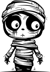 Retro Rattle Romance Creepy Mummy Icon Design Quirky Coffin Cuddle Vintage Mummy Symbol