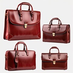 "Brown leather-colored bag with a white background"
