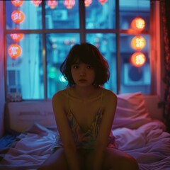 portrait of a woman in a bedroom