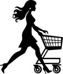 Urban Chic Cruiser Woman with Cart Emblem Chic Cart Connoisseur Fashionable Trolley Icon