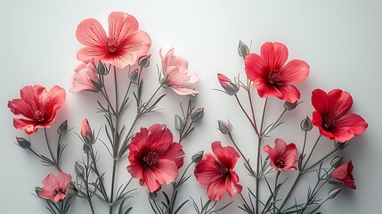 flowers and plants on a minimalist white background, captured in stunning 16k full ultra HD, their natural beauty and elegance showcased with cinematic precision.