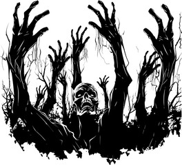 Ghastly Grip Symbolic Zombie Hands Rotting Reach Logo Icon