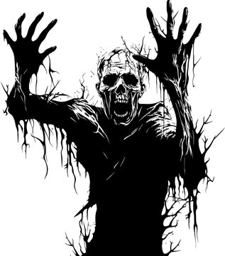 Macabre Hold Logo Design Featuring Zombie Hands Ghostly Claws Vector Icon of Zombie Hands