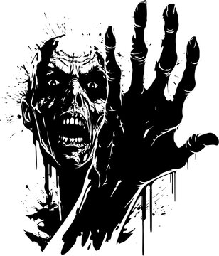 Creepy Embrace Emblematic Zombie Hands Symbol Wretched Writhing Logo Icon with Zombie Hands
