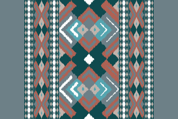Obraz premium Ethnic abstract purple Seamless ikat pattern in tribal, folk embroidery, and Asia style. Aztec geometric art ornament print. Design for carpet, wallpaper, clothing, wrapping, fabric, cover.