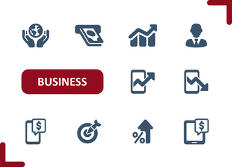 Business Icons. Investment, Investing, Graph, Businessman, Smartphone, Interest Rate Icon