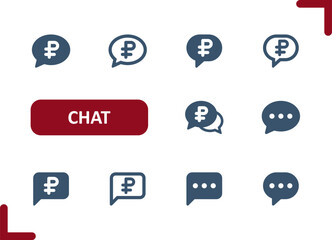Naklejka premium Chat Bubbles Icons. Speech Bubble, Message, Comment, Money, Ruble, Rouble Icon