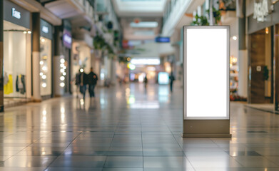 Dynamic Display: Roll-Up Mockup Poster Stand in Shopping Center
