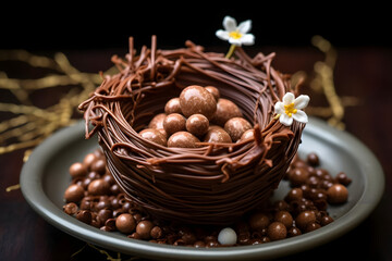 Chocolate Nest, Adorable and sweet Easter treat made with chocolate and edible decoration