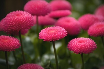 Beautiful view of a pink bellis perennis flowers for background use