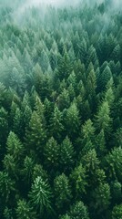 AI generated illustration of a dense green forest in vivid color