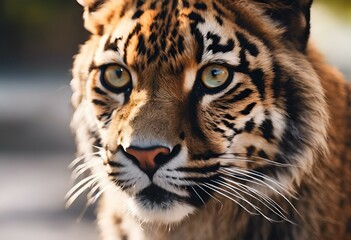 AI generated illustration of a tiger staring at camera outdoors in sunlight