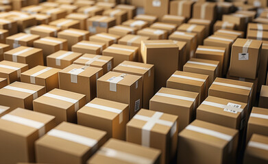 Retail Logistics: Cardboard Box Storage for Online Shopping - 785167186