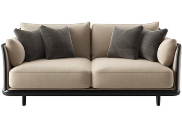 Modern Minimalist Fabric Sofa Couch with 4 Pillows in Neutral Colors