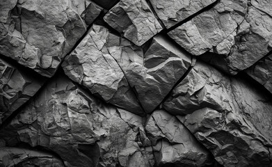 Dark Gray Grunge Background.Monochrome Stones: Close-Up of Rough Rocky Texture. 