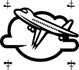 Hand drawn High Sketchy Plane Illustration Scribble Soar Doodle Airplane Logo