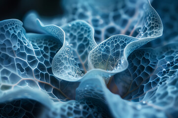 Close up view of a blue intricate plant macro nature wallpaper background