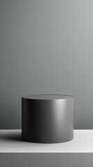 Gray minimal background with cylinder pedestal podium for product display presentation mock up in 3d rendering illustration vector design