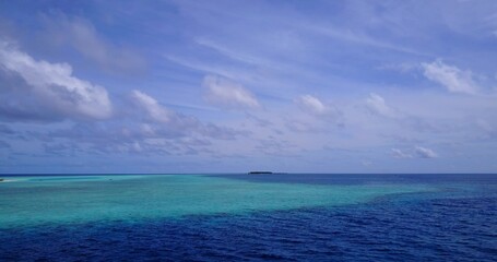 Aerial drone shot of the tranquil Indian Ocean near the Maldives