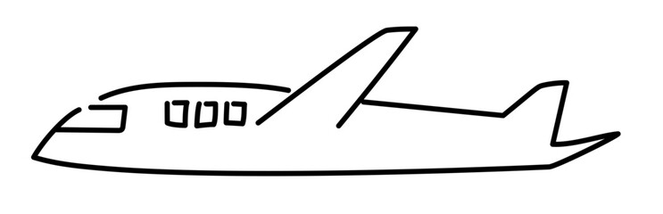 飛行機のゆるい線画イラスト
