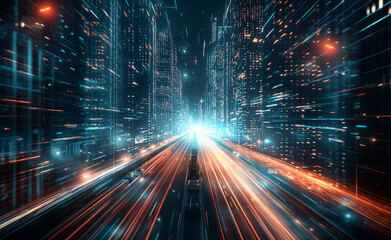 Fototapeta premium High-Speed Trails in the Smart City