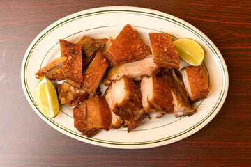 Fried pork on a plate