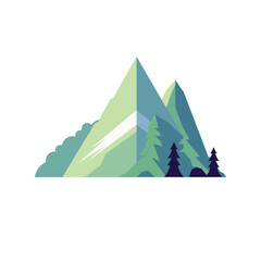 Mountain landscape vector illustration design element, camping or outdoor icon, climbing or hiking concept