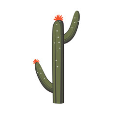 Simple cactus tree vector illustration, cacti plant clip art, isolated on white background