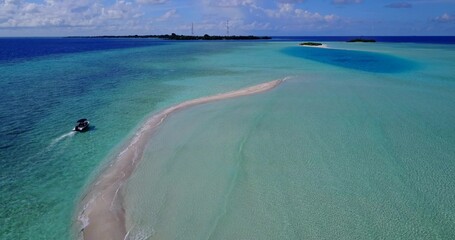 Aerial view of a beautiful beach landscape in The Maldives