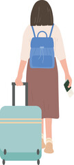 Female Traveler with Suitcase Tourist Travel Character Illustration Graphic Cartoon Art