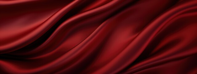 Obraz premium Dark red soft silky satin wavy for luxury abstract background. Fabric material.
