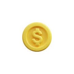 3D dollar coin vector icon, render money cash, golden coin currency, financial investment, wealth symbol, payment, bank
