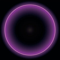 A fuchsia neon ring on a black background