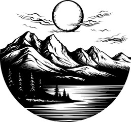 Coastal Canvas Sketch Mountain Emblem Natures Elevation Sketchy Wilderness Logo