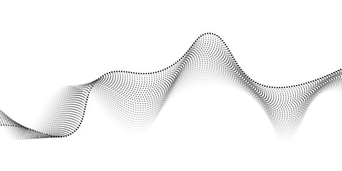 Abstract vector wavy lines flowing smooth curve black grey gradient isolated on transparent background in concept of technology, science, music, modern vector line
