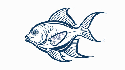 Fish Vector Outline Icon Isolated On White Background