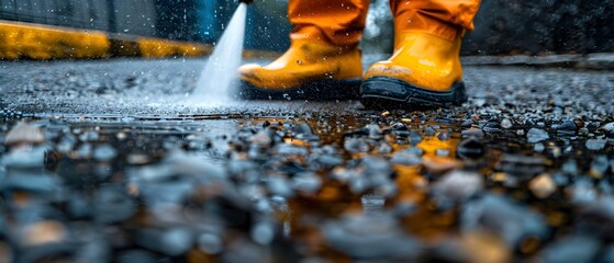 Industrial Clean-Up: High-Pressure Precision. Concept Chemical Waste Disposal, Environmental Cleanup, Regulatory Compliance, Hazardous Materials Management, Site Decontamination