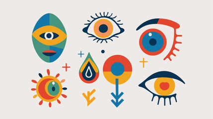 Five human senses demonstration color icon vector illustration - obrazy, fototapety, plakaty