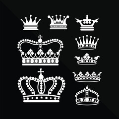 Big collection quolity crowns. Crown icon set. Collection of crown silhouette. eps 10