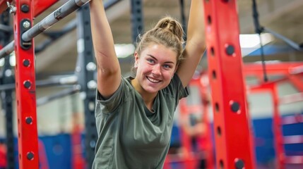 Obraz premium Determined Female Athlete Engaging in Functional Strength Training Exercises at the Gym for Improved Performance and Well being