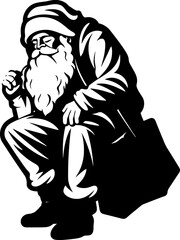 Dreary Santa Fatigued Shoulder Icon Weary Kris Kringle Laden Bag Emblem