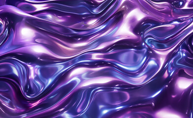 Obraz premium Lustrous Liquid: Abstract 3D Waves in Purple-Blue Hues