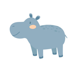 Vector illustration of a hippopotamus. Hand-drawn hippo. African animal