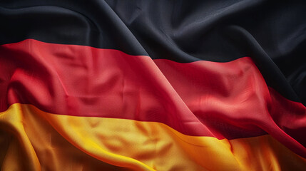 Elegant close-up of the waving German flag with detailed fabric texture
